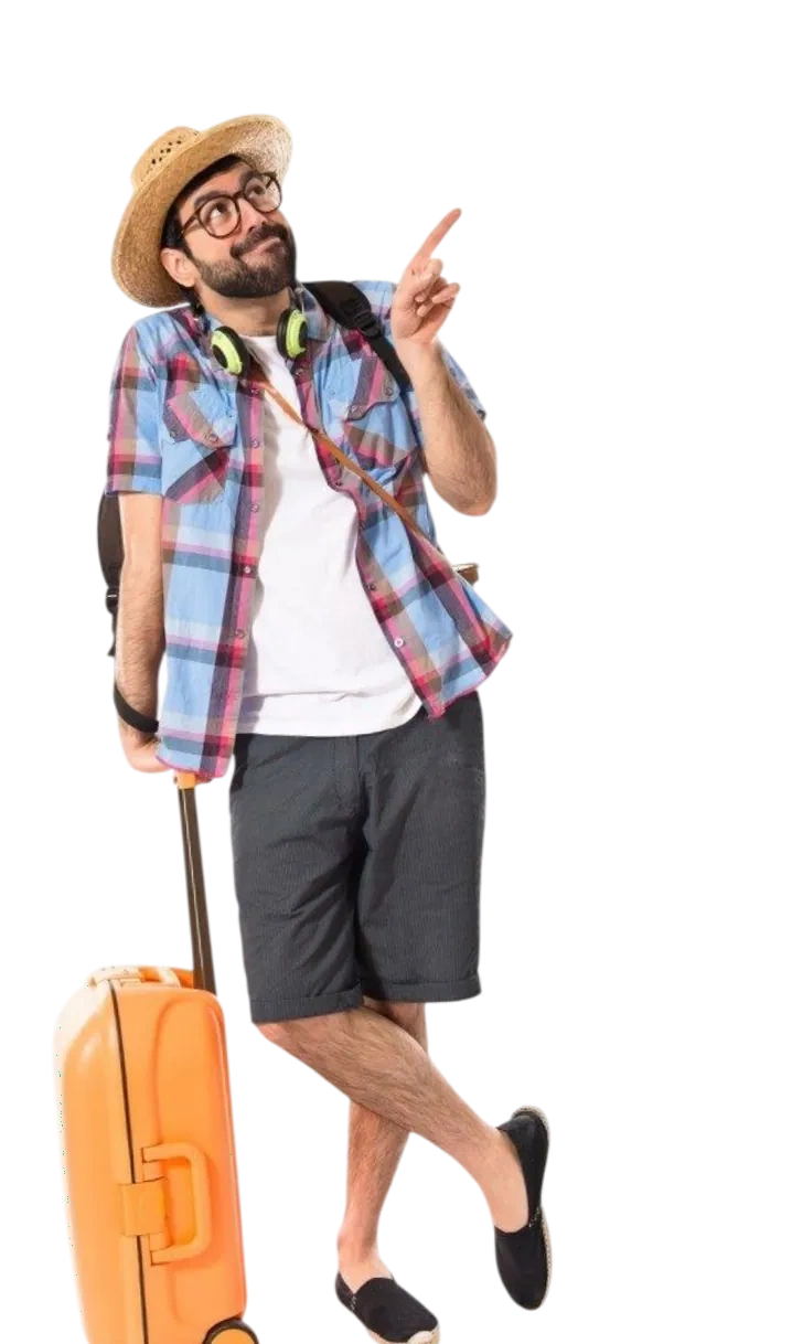 Traveler with suitcase
