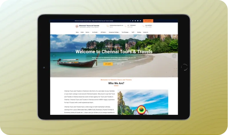 Chennai Tour and Travels interface