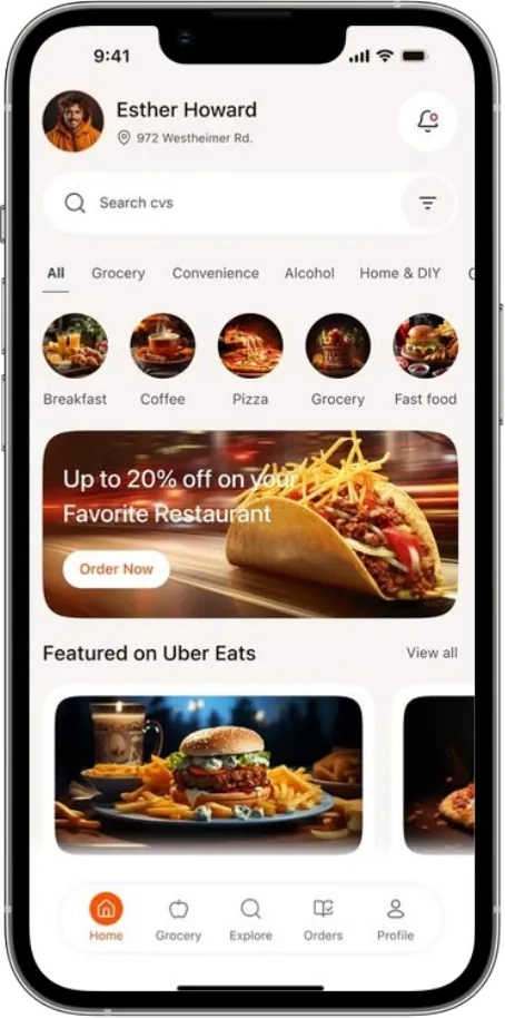 Food Delivery App Left